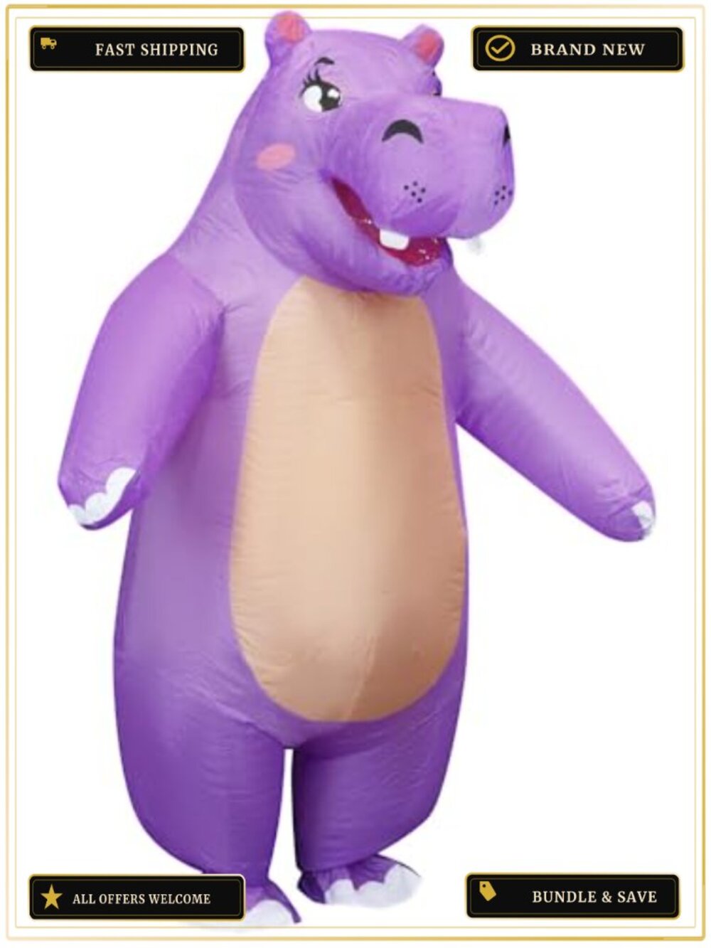 Inflatable Hippo Costume Adult Funny Halloween Blow Up Suit